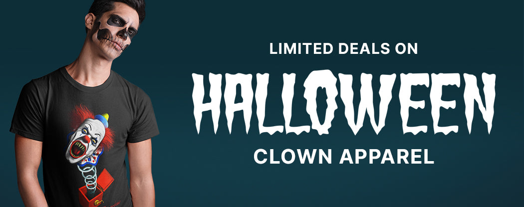 Limited Deal on Halloween Clown Apparel Press Release Banner