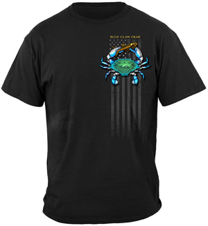 More Picture, Fishing Black Flag Patriotic Blue Crab Premium T-Shirt