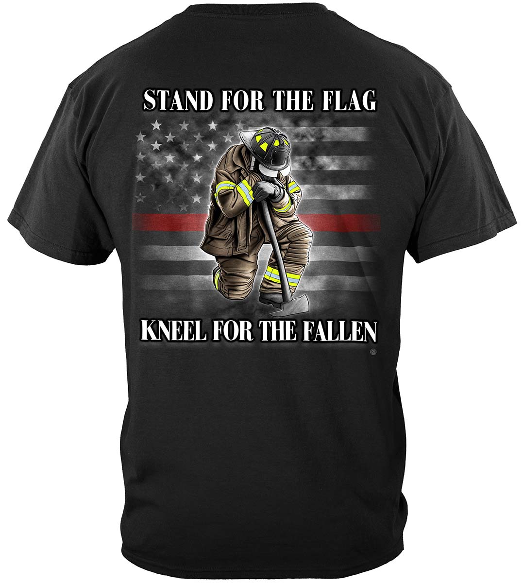 Firefighter I Stand for the Flag kneel for the fallen Premium T-Shirt - back