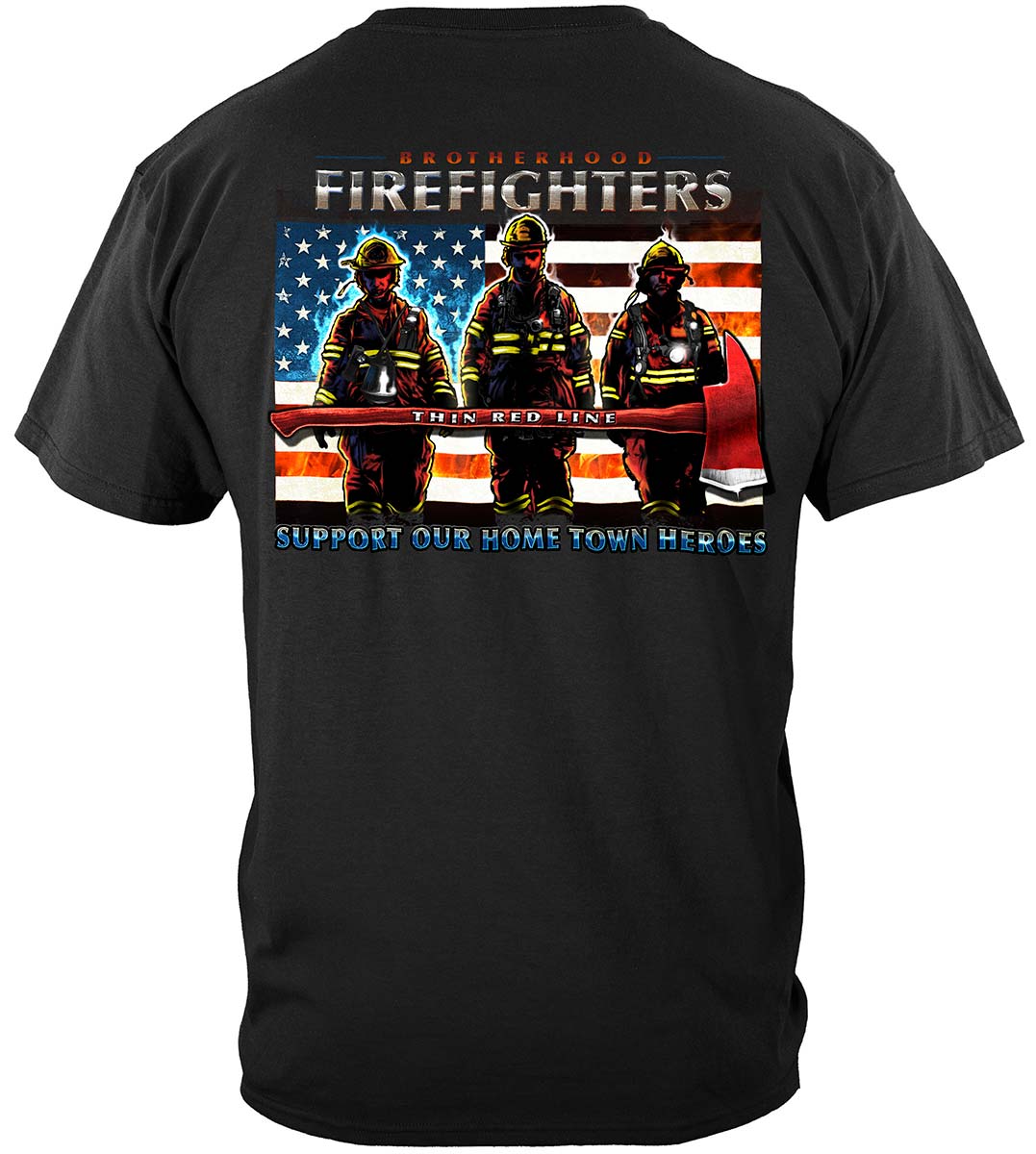 Firefighter Thin Red Line flag Patriotic Premium T-Shirt - back