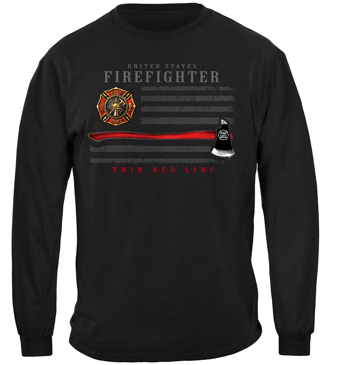 Firefighter Patriotic Flag Axe Premium Long Sleeves - front