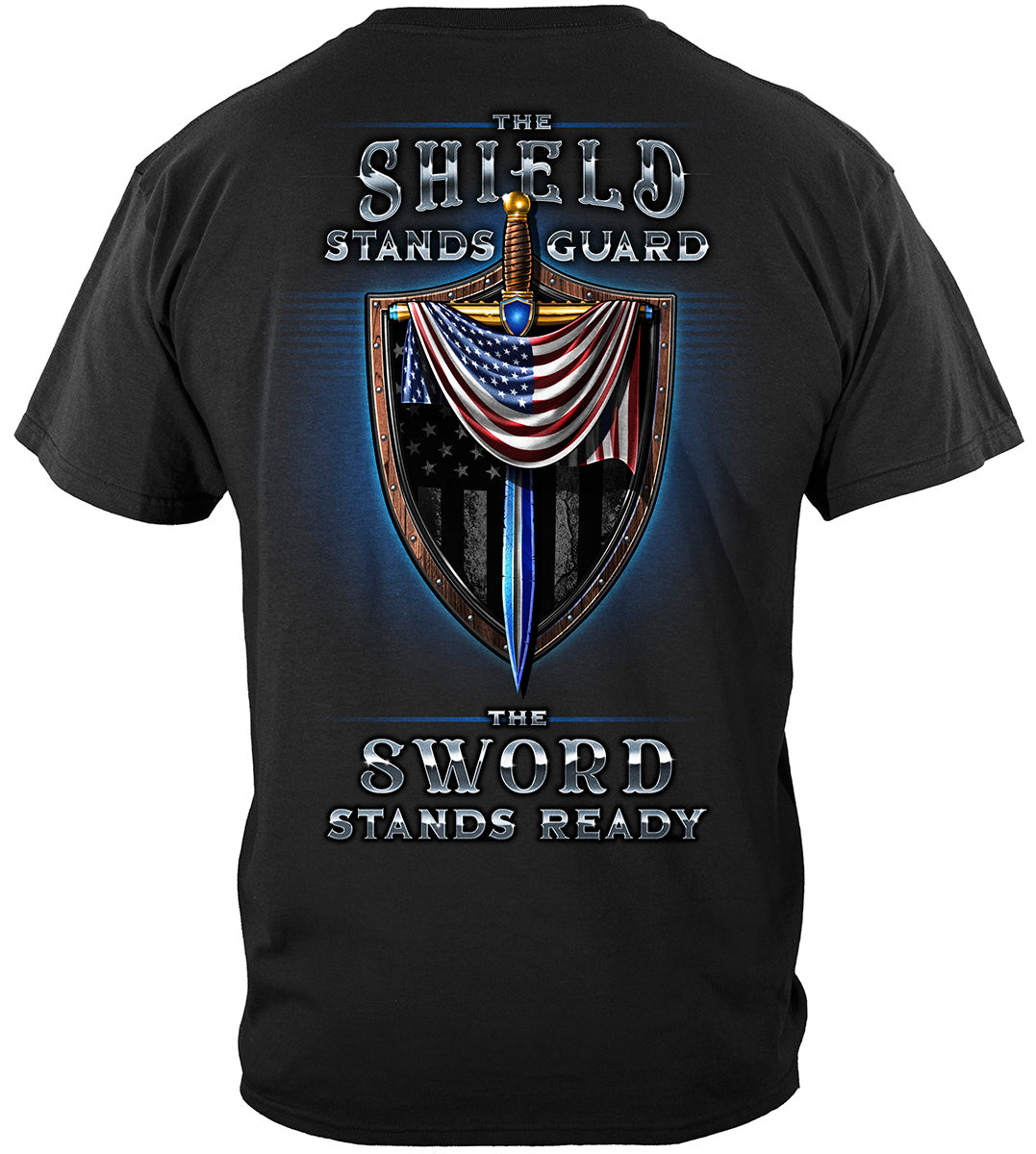 Law enforcement Police Sword and Shield Blue live mater thin blue line back the blue Premium T-Shirt - back