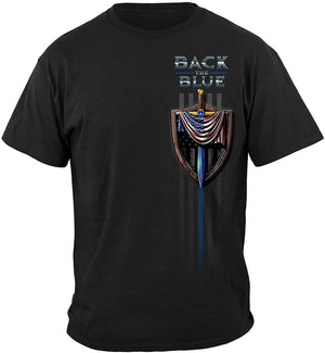 More Picture, Law enforcement Police Sword and Shield Blue live mater thin blue line back the blue Premium T-Shirt