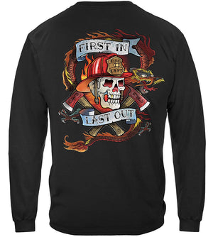 More Picture, Firefighter Tattoo Fire Dept First In Last Out Premium Long Sleeves