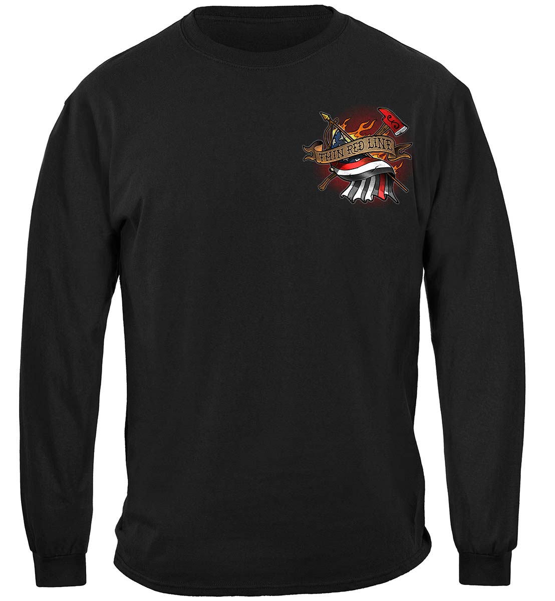 Firefighter Tattoo Fire Dept Thin Red Line Premium Long Sleeves - front
