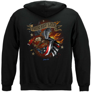More Picture, Firefighter Tattoo Fire Dept Thin Red Line Premium Hooded Sweat Shirt