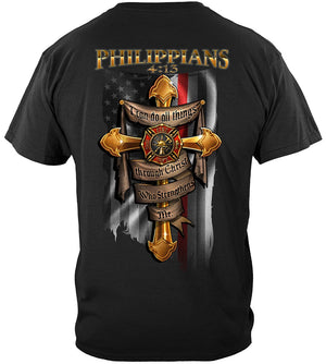 More Picture, Firefighter Bible Verse Philipians 4: 13 I Can Do all things Thru Christ Premium T-Shirt