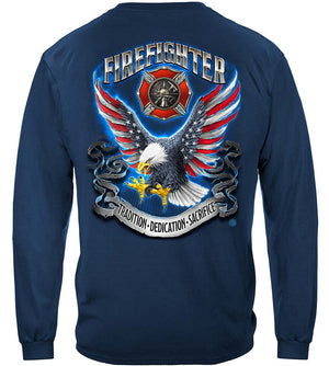 More Picture, FireFighter Eagle Full American Flag Bald Eagle Feather EGA Premium Long Sleeves