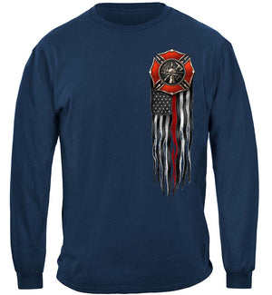 More Picture, FireFighter Eagle Full American Flag Bald Eagle Feather EGA Premium Long Sleeves
