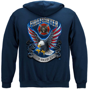 More Picture, FireFighter Eagle Full American Flag Bald Eagle Feather EGA Premium Hooded Sweat Shirt