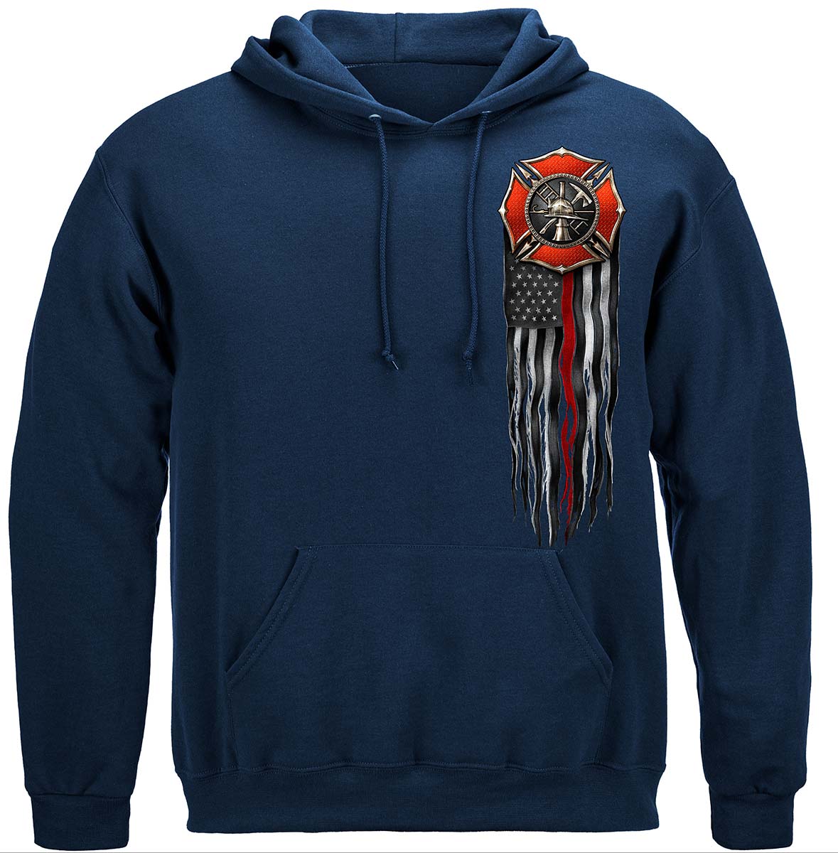 FireFighter Eagle Full American Flag Bald Eagle Feather EGA Premium Hooded Sweat Shirt - front