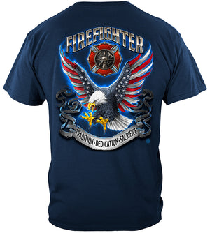 More Picture, FireFighter Eagle Full American Flag Bald Eagle Feather EGA Premium T-Shirt