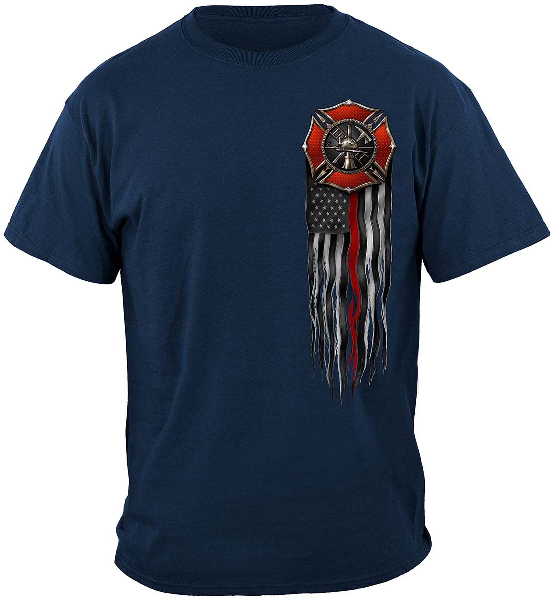 FireFighter Eagle Full American Flag Bald Eagle Feather EGA Premium T-Shirt - front
