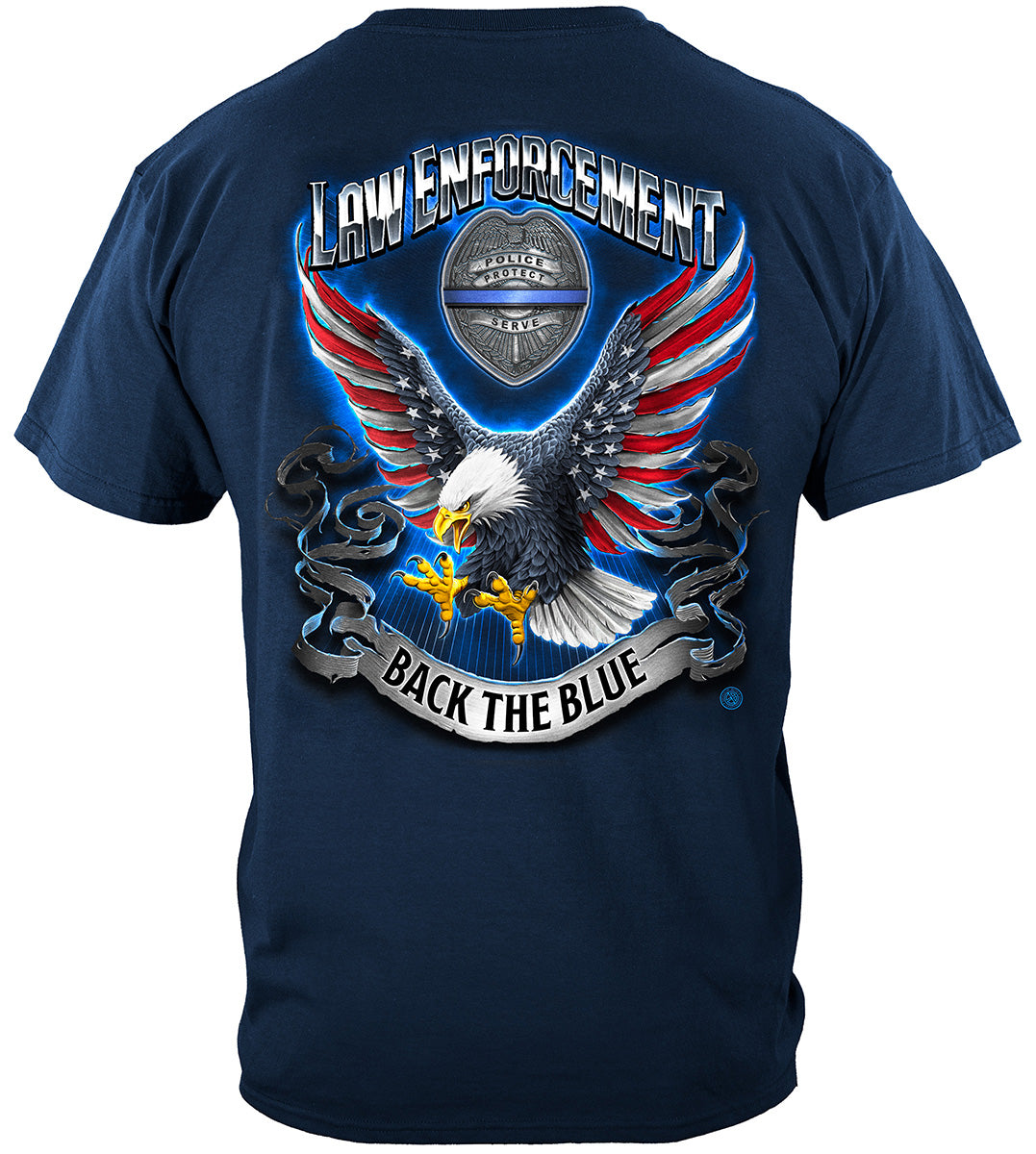 Law Enforcement Eagle Full American Flag Bald Eagle Feather EGA Premium T-Shirt - back