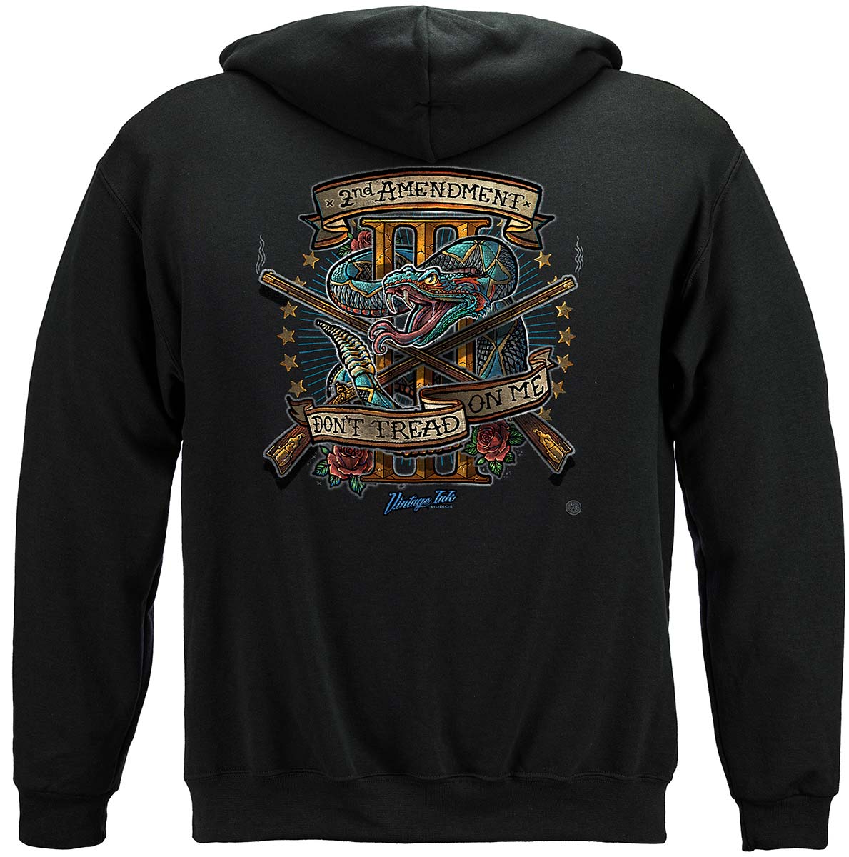 2nd Amendment 3 percenter 2A Vintage Tattoo Three Percenters 3%ers and III%ers Premium Hooded Sweat Shirt - back