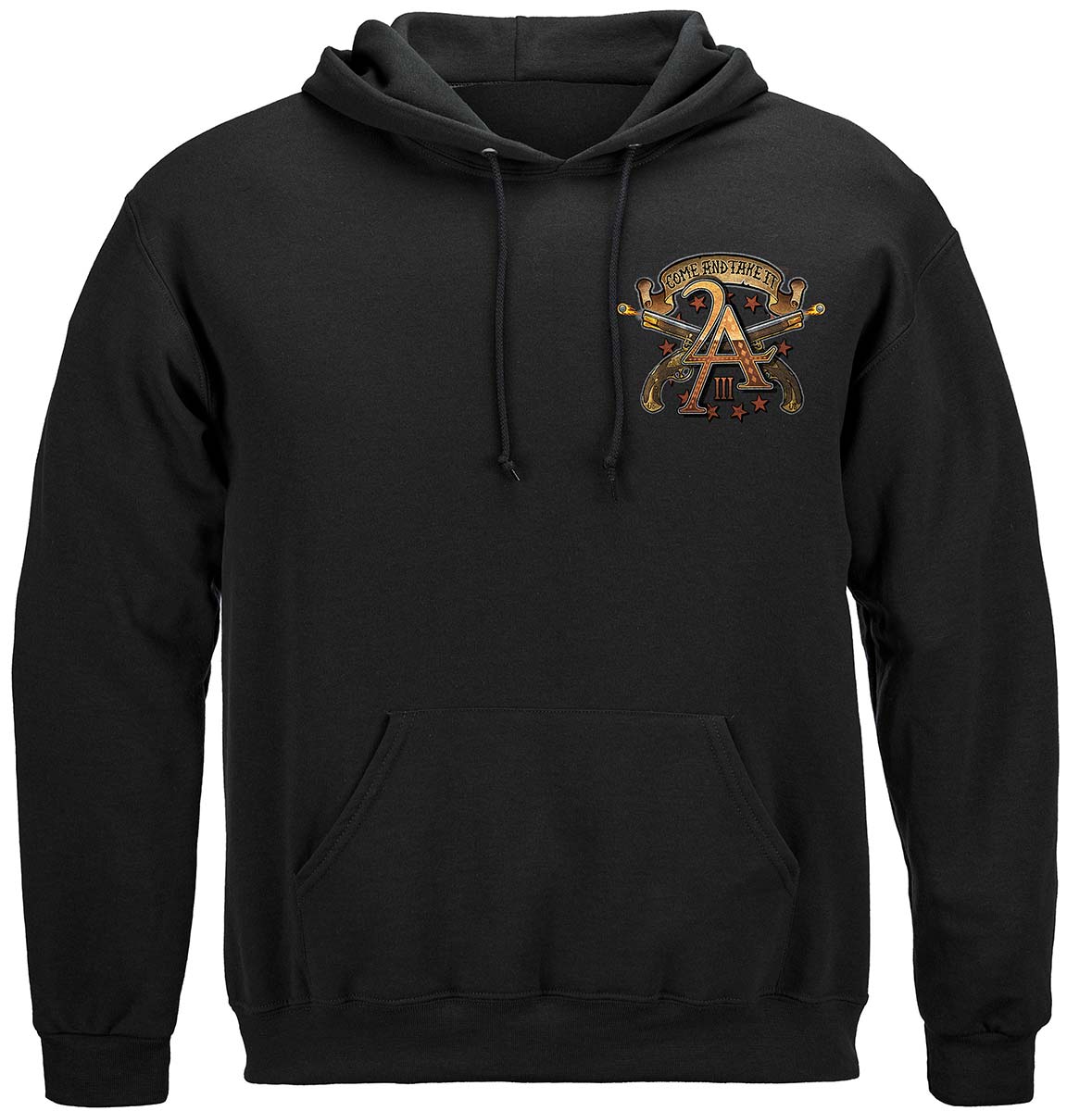 2nd Amendment Come and Take it 3 percenter 2A Vintage Tattoo Three Percenters 3%ers and III%ers Premium Hooded Sweat Shirt - front