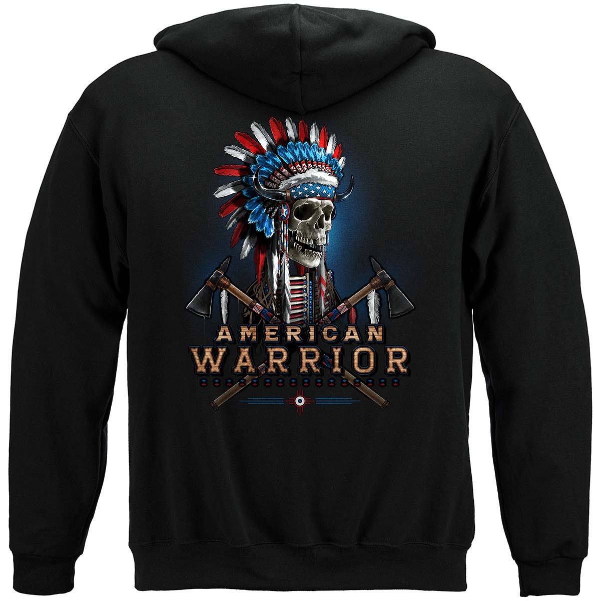 2nd Amendment American Indian First Nation Warrior Premium Hooded Sweat Shirt - back