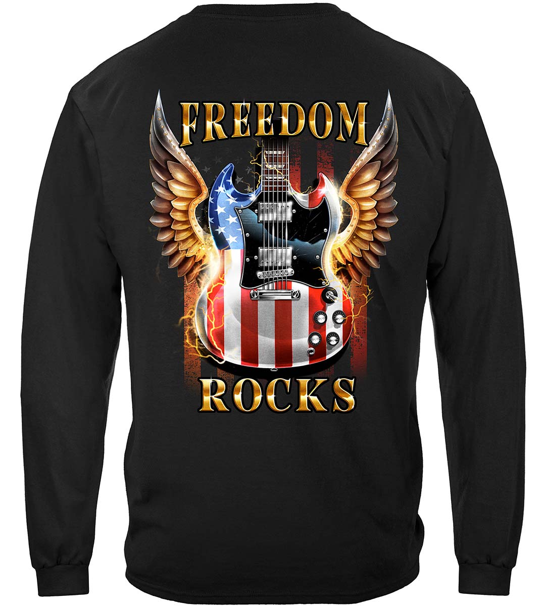 Music Guitar Freedom Rocks Premium Long Sleeves - back