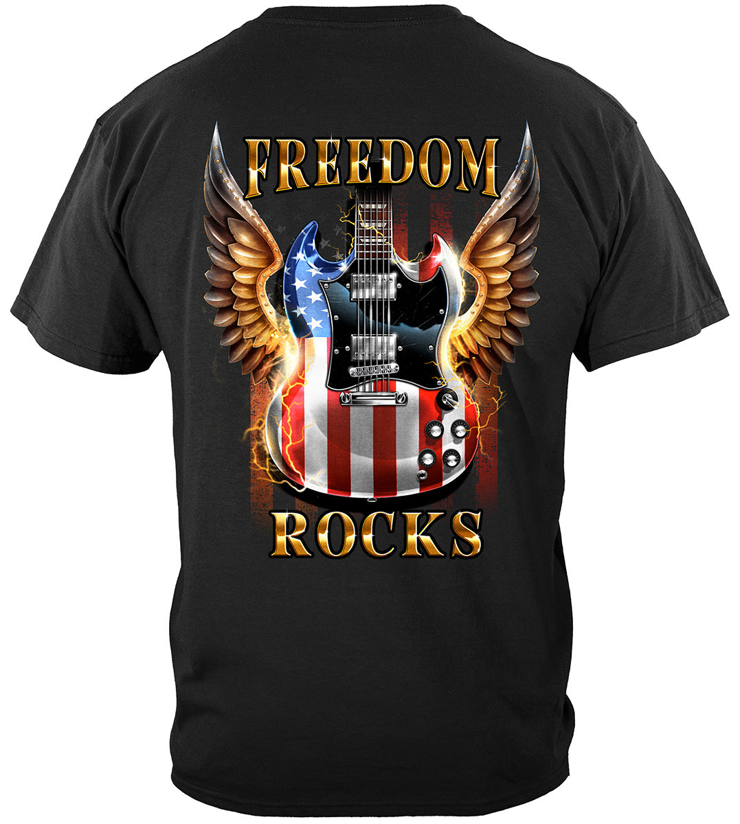 Music Guitar Freedom Rocks Premium T-Shirt - back