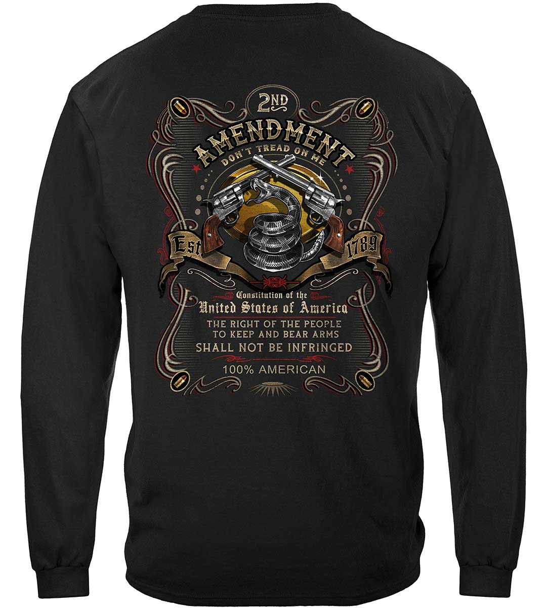 2nd Amendment 2A Old Fasion Label Don't Tread On Me est 1789 Premium Long Sleeves - back