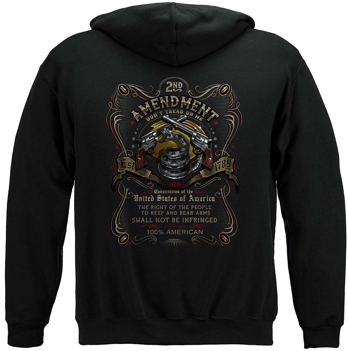 2nd Amendment 2A Old Fasion Label Don't Tread On Me est 1789 Premium Hooded Sweat Shirt - back