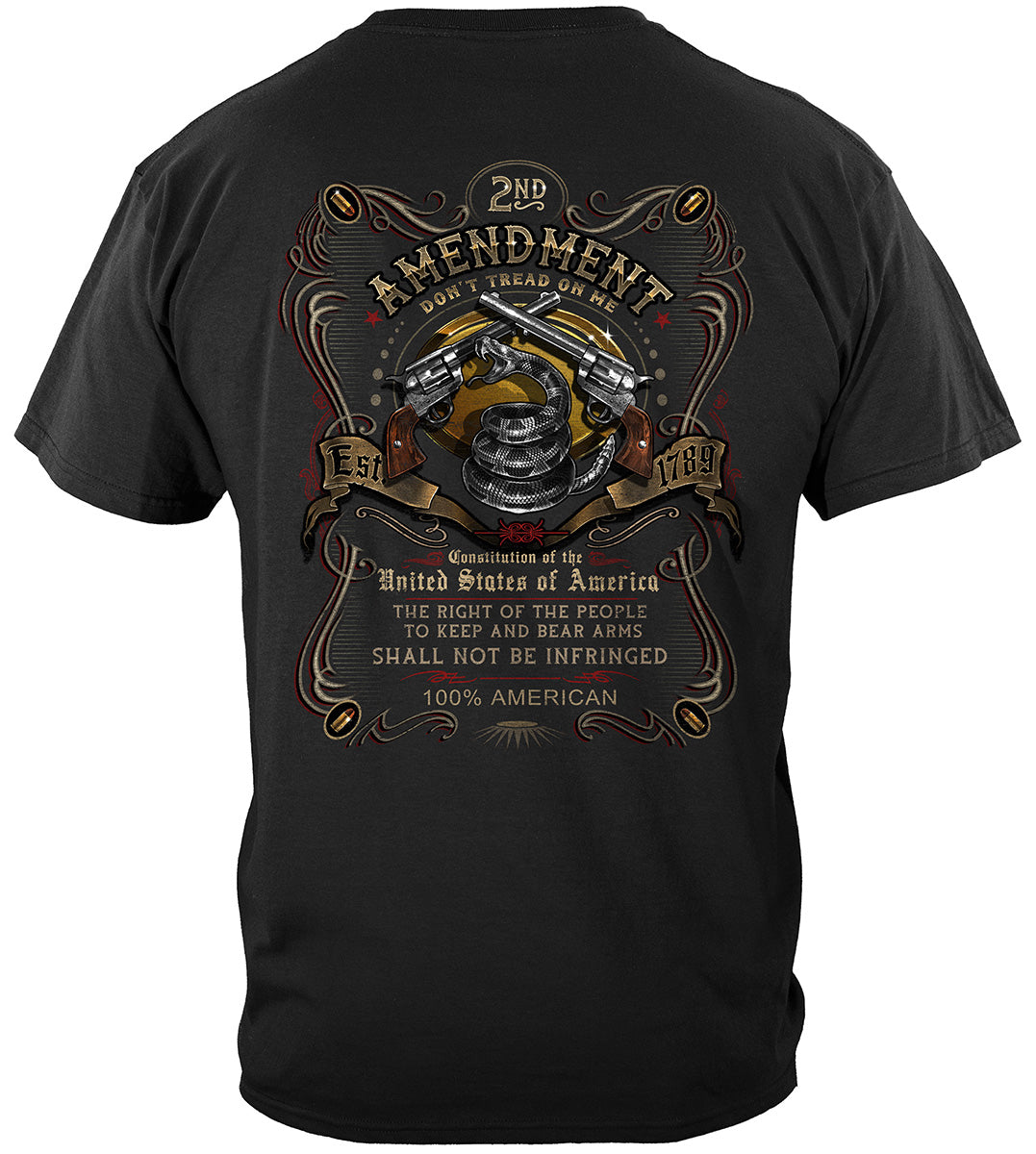 2nd Amendment 2A Old Fasion Label Don't Tread On Me est 1789 Premium T-Shirt - back