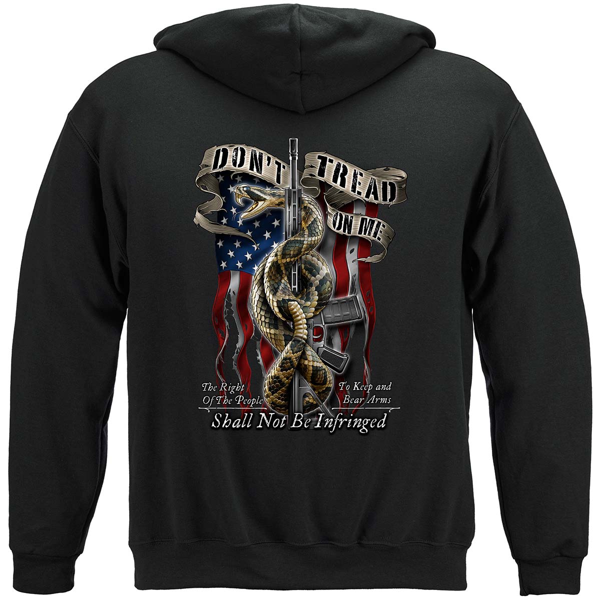 2nd Amendment Don't Tread Tattered Flag Premium Hooded Sweat Shirt - back