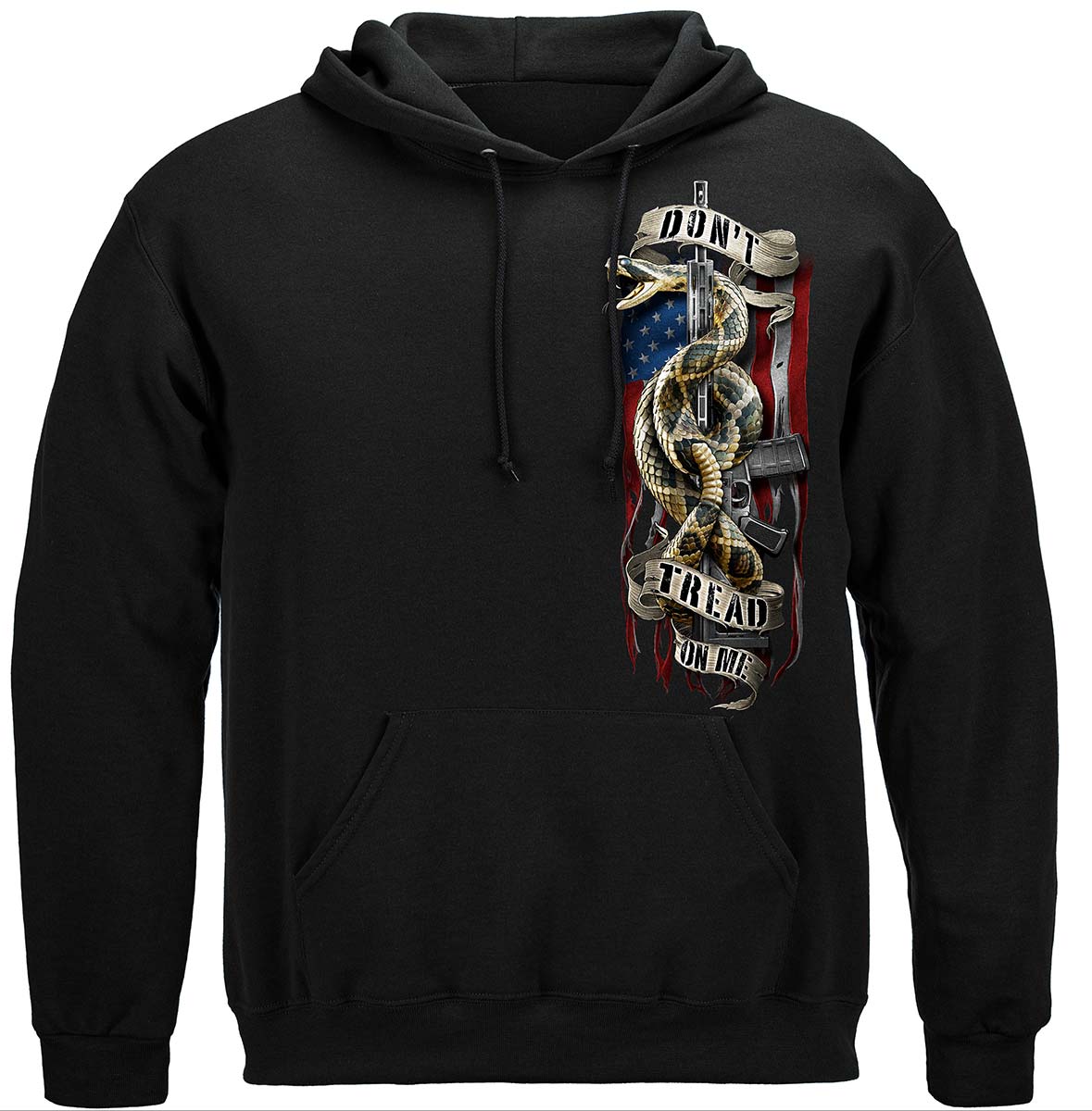 2nd Amendment Don't Tread Tattered Flag Premium Hooded Sweat Shirt - front
