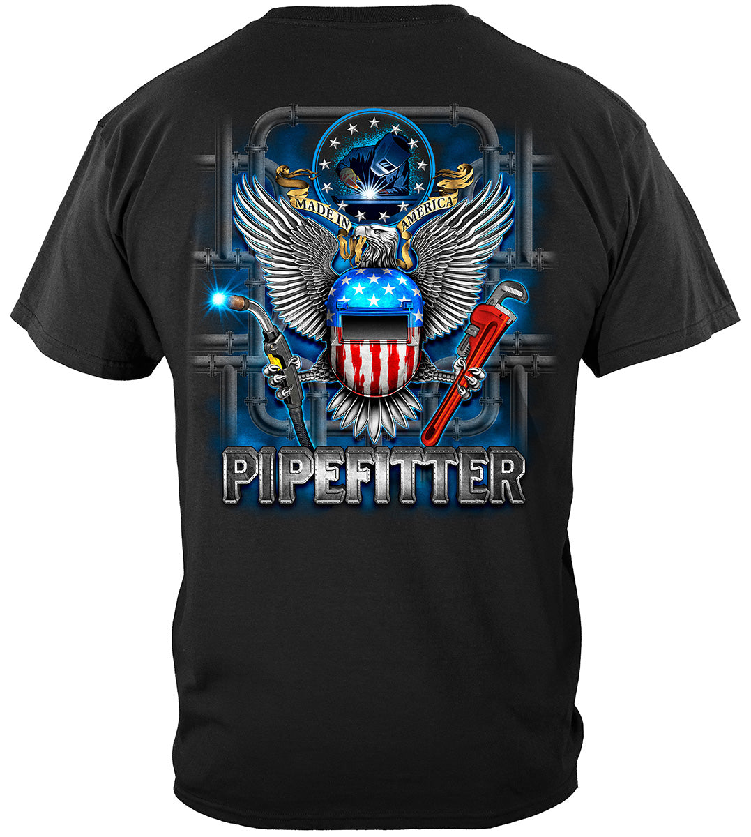 Worker Made In American Pipefitter Premium T-Shirt - back