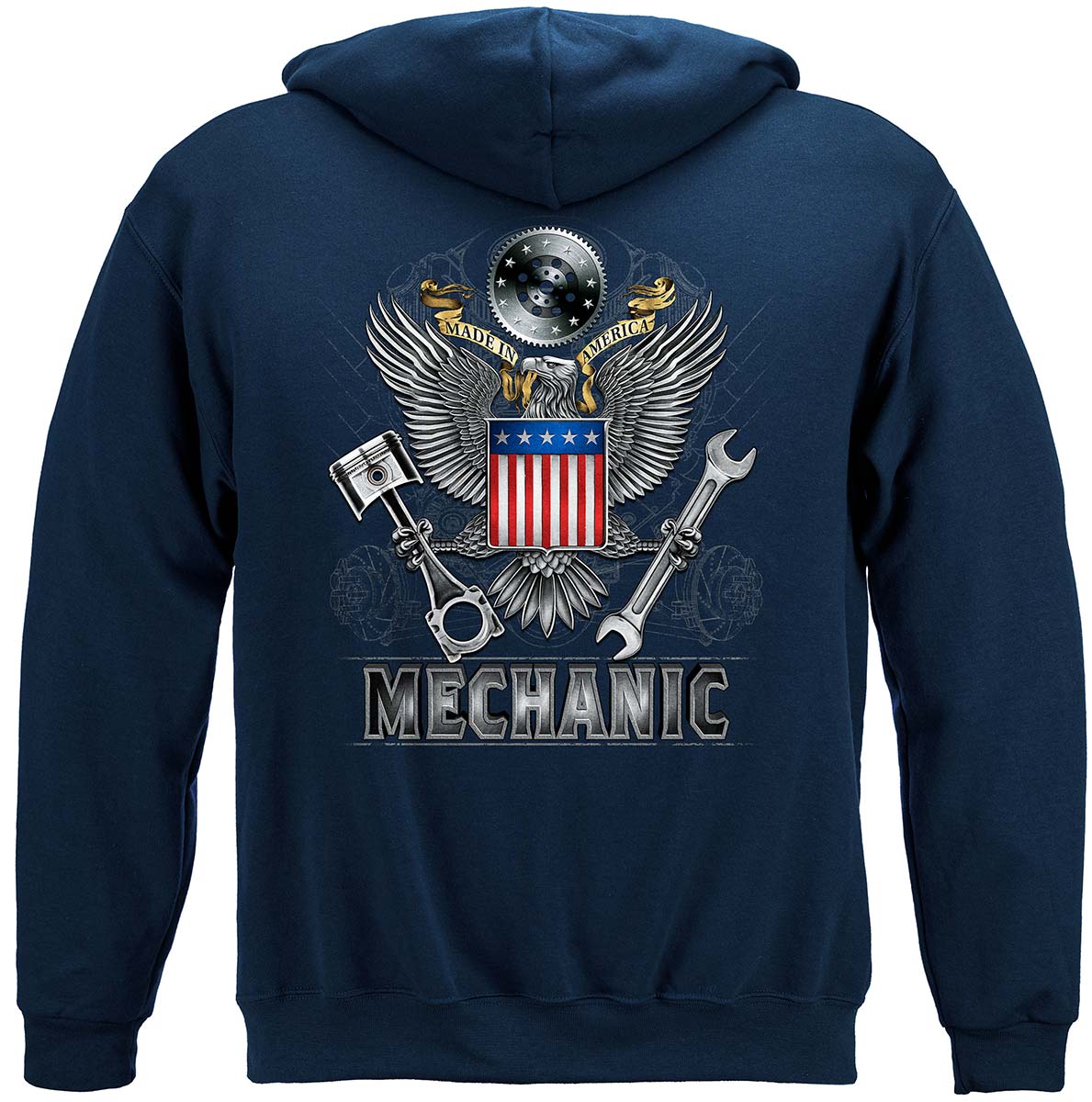 Worker Made In American Mechnic Premium Hooded Sweat Shirt - back