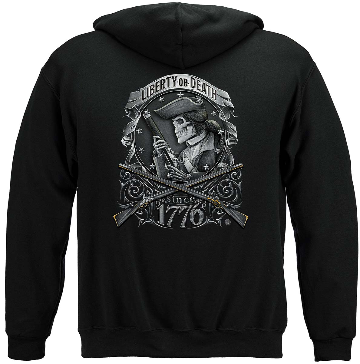 Patriotic American Patriot Liberty Or Death 1776 Premium Hooded Sweat Shirt - back