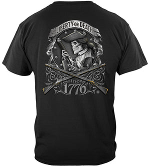 More Picture, Patriotic American Patriot Liberty Or Death 1776 Premium T-Shirt