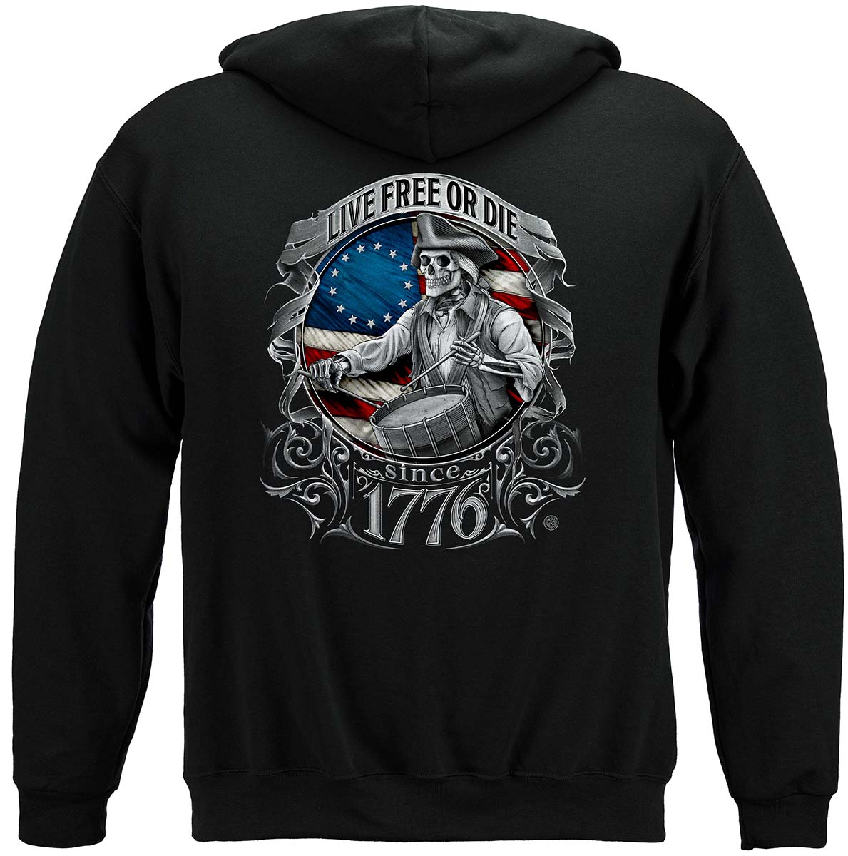 Patriotic Live Free Or Die Liberty Or Death 1776 Premium Hooded Sweat Shirt - back