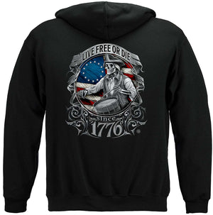 More Picture, Patriotic Live Free Or Die Liberty Or Death 1776 Premium Hooded Sweat Shirt