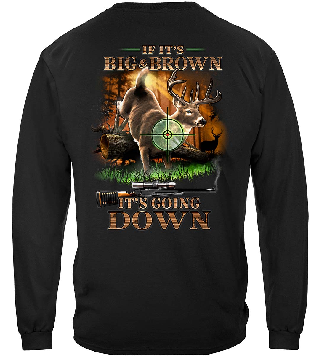 Hunting Deer Hunting If it Brown It's Going Down Premium Long Sleeves - back