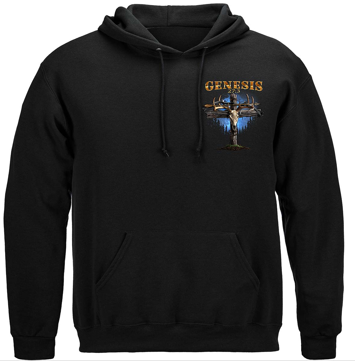 Hunting Genesis 27:3 Bible Quote Premium Hooded Sweat Shirt - front
