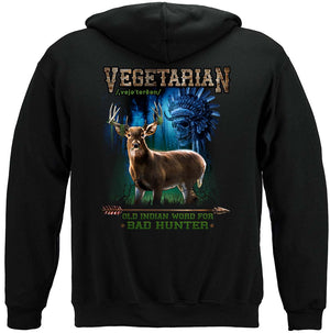More Picture, Hunting old Indian saying For Bad Hunter Vegetarian Premium Hooded Sweat Shirt