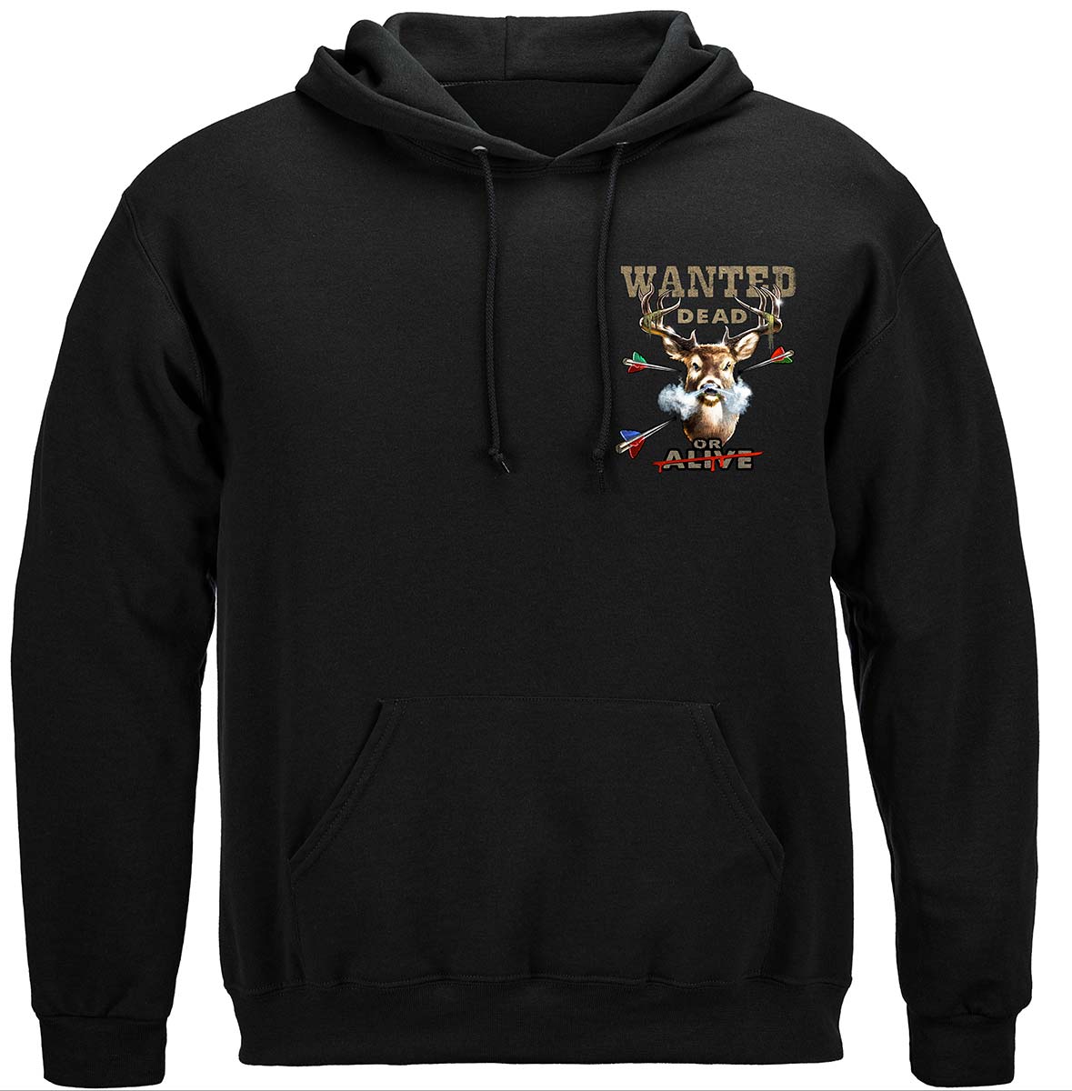 Hunting Wanted Dead Or Alive full Rack Bow and Gun Club Premium Hooded Sweat Shirt - front