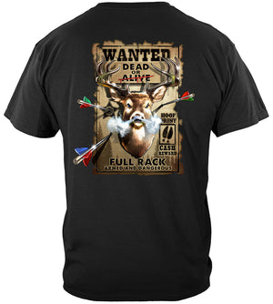 More Picture, Hunting Wanted Dead Or Alive full Rack Bow and Gun Club Premium T-Shirt
