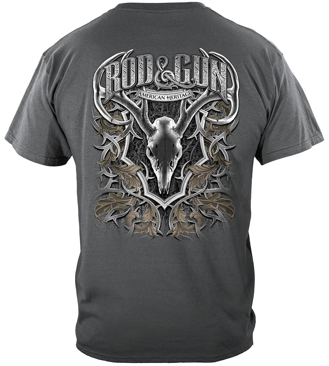 Hunting Rod and Gun American Heritage Premium T-Shirt - CHORCOAL GRAY - back