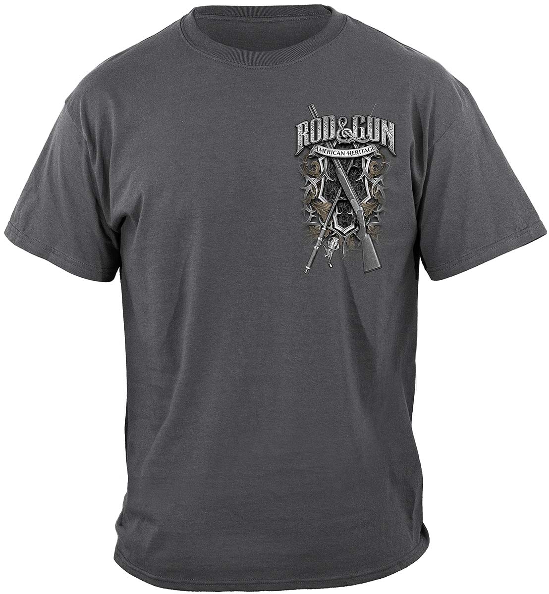Hunting Rod and Gun American Heritage Premium T-Shirt - CHORCOAL GRAY - front