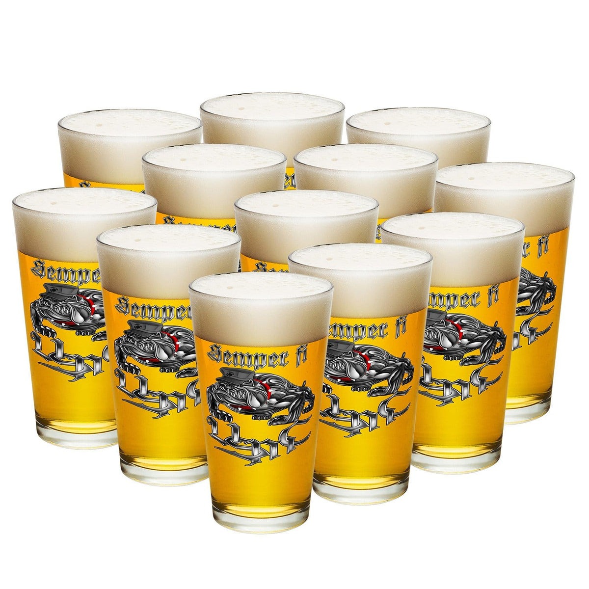 Semper Fi Chrome Dog Marine Corps Pint Glass