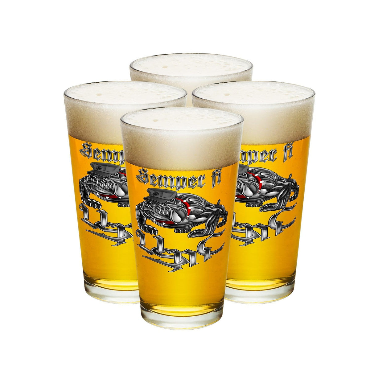 Semper Fi Chrome Dog Marine Corps Pint Glass