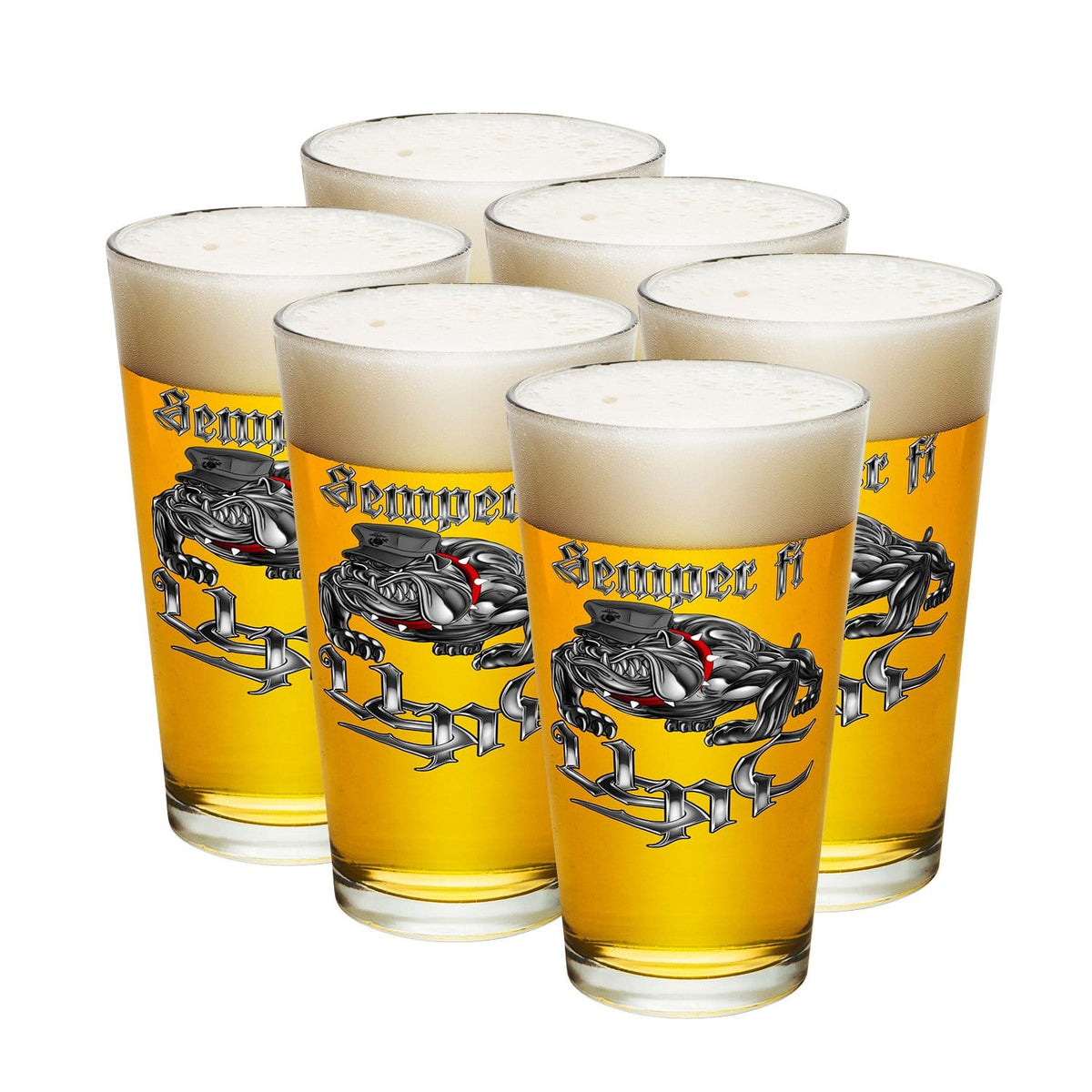 Semper Fi Chrome Dog Marine Corps Pint Glass