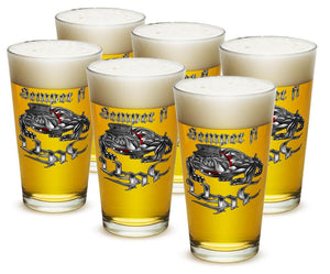 More Picture, Semper Fi Chrome Dog Marine Corps 16oz Pint Glass Set