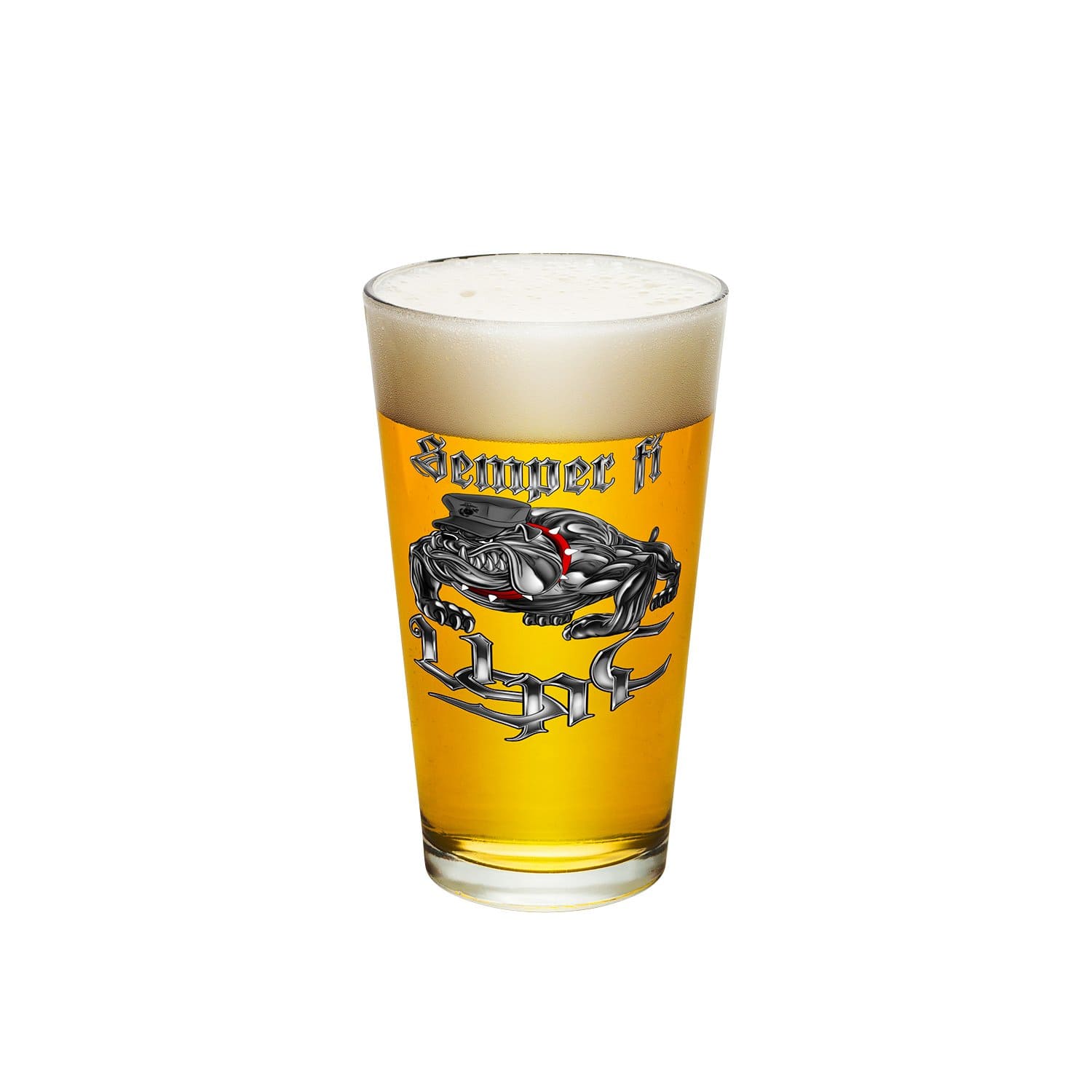 Semper Fi Chrome Dog Marine Corps Pint Glass