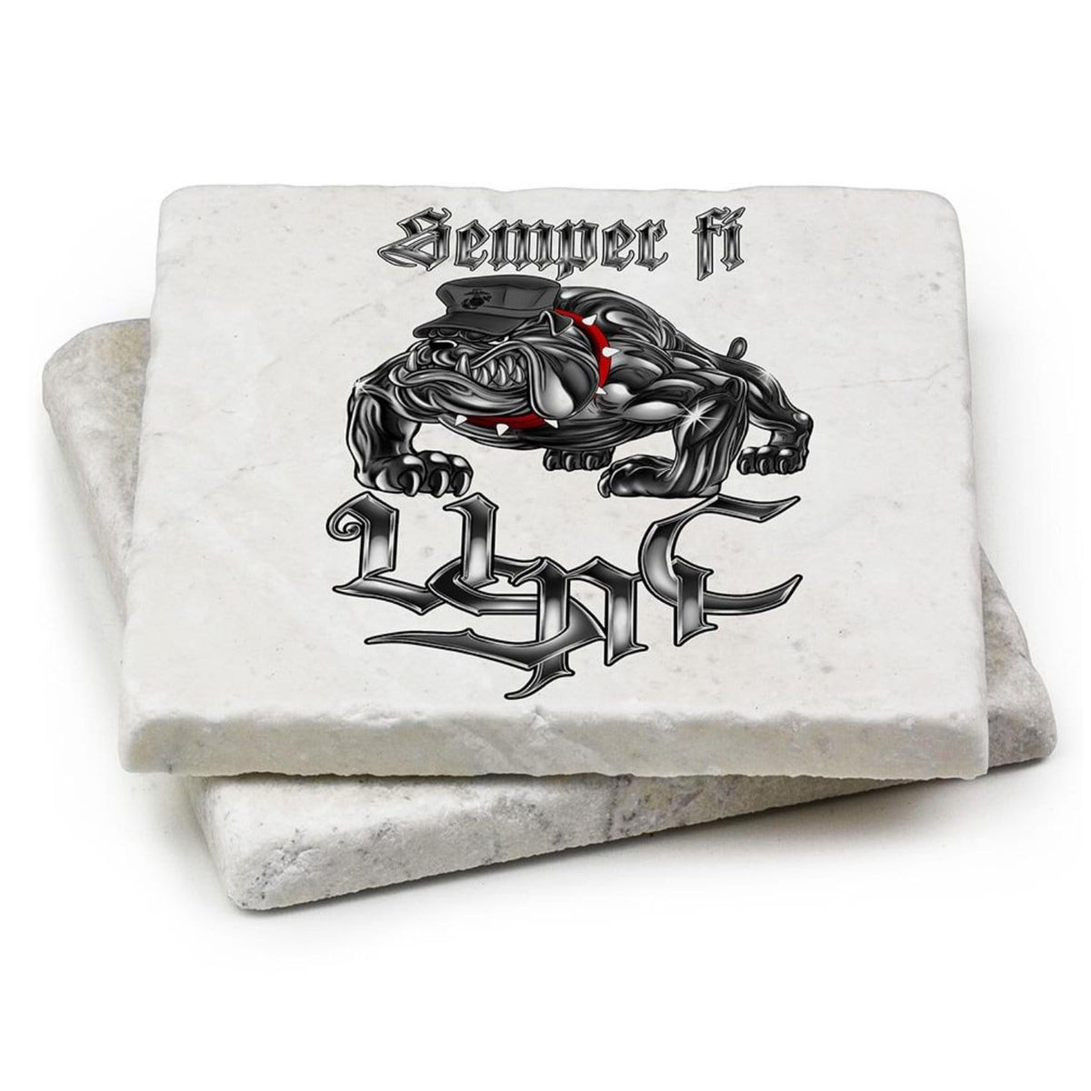Semper Fi Chrome Dog Marine Corps Coaster Ivory