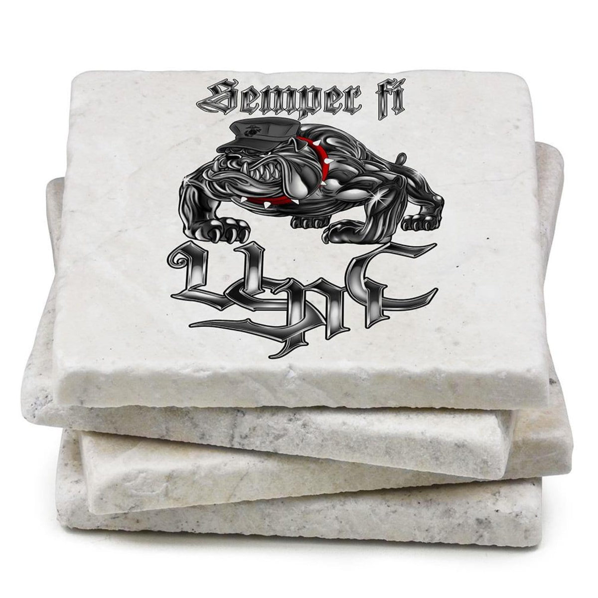 Semper Fi Chrome Dog Marine Corps Coaster Ivory