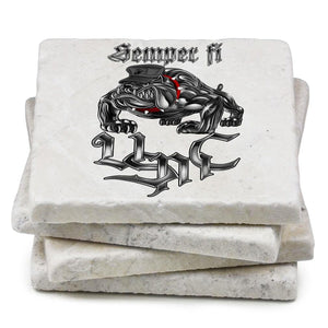 More Picture, Semper Fi Chrome Dog Marine Corps Coaster Ivory