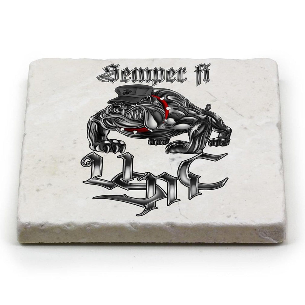 Semper Fi Chrome Dog Marine Corps Coaster Ivory